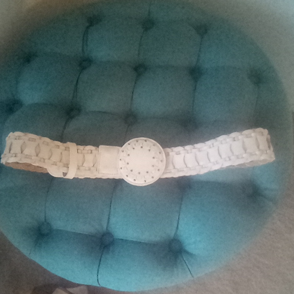 NWT White Leather Boho Hippie Belt